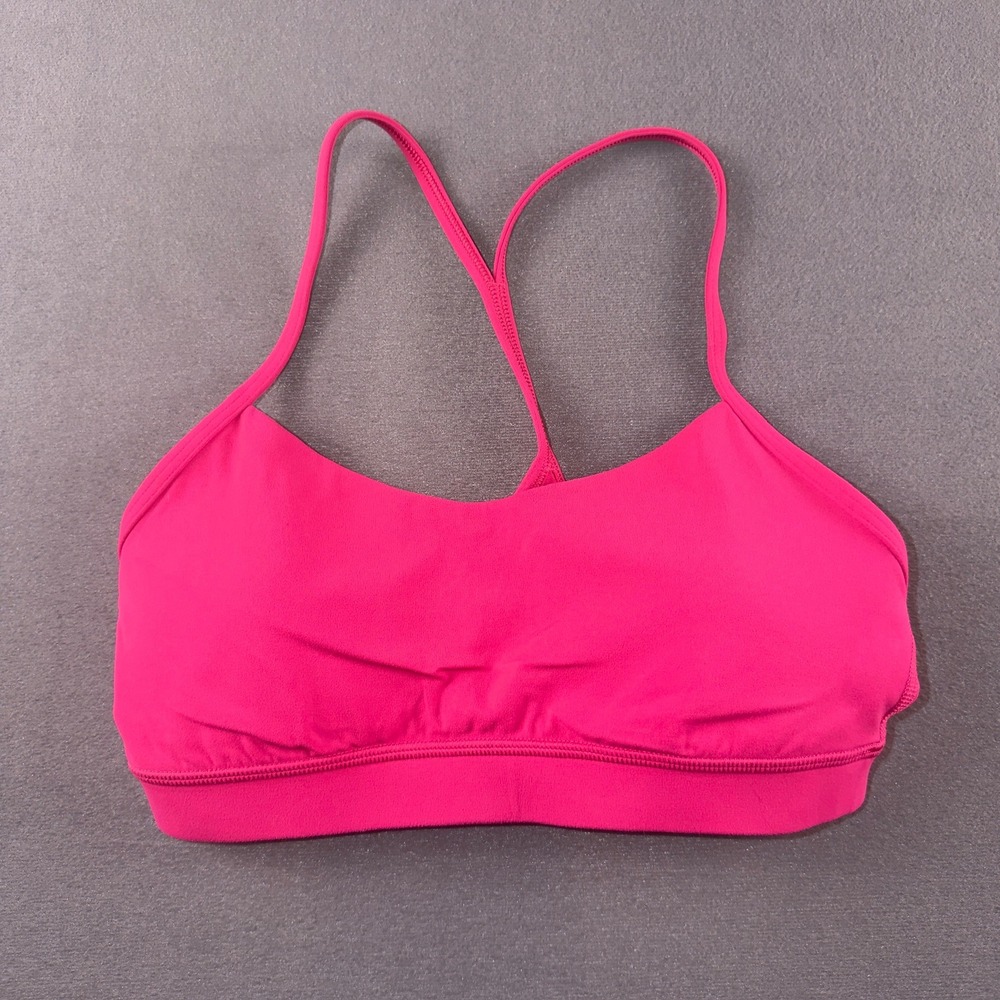 Lululemon Flow Y Bra Nulu Sonic Pink Light Support A-C Cups Size 8 LW2CTIS